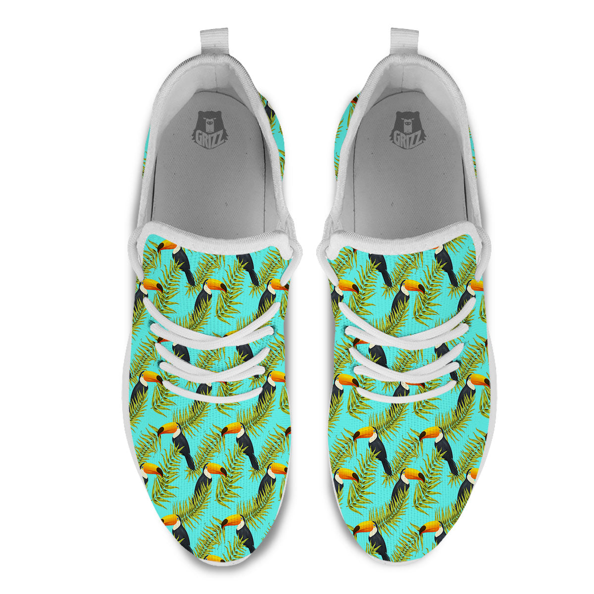 Toucan Tropical Toco Print Pattern White Athletic Shoes-grizzshop