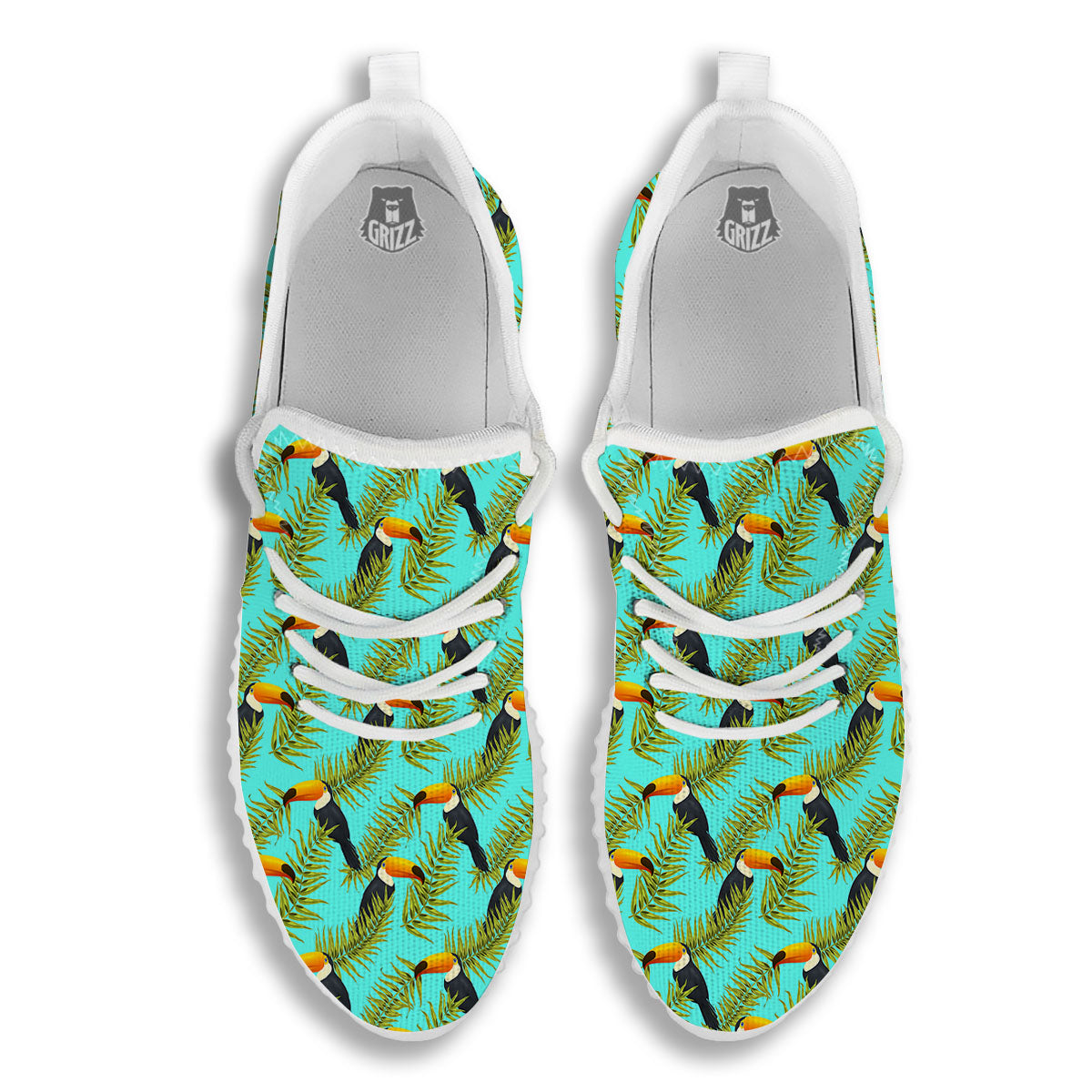 Toucan Tropical Toco Print Pattern White Walking Shoes-grizzshop