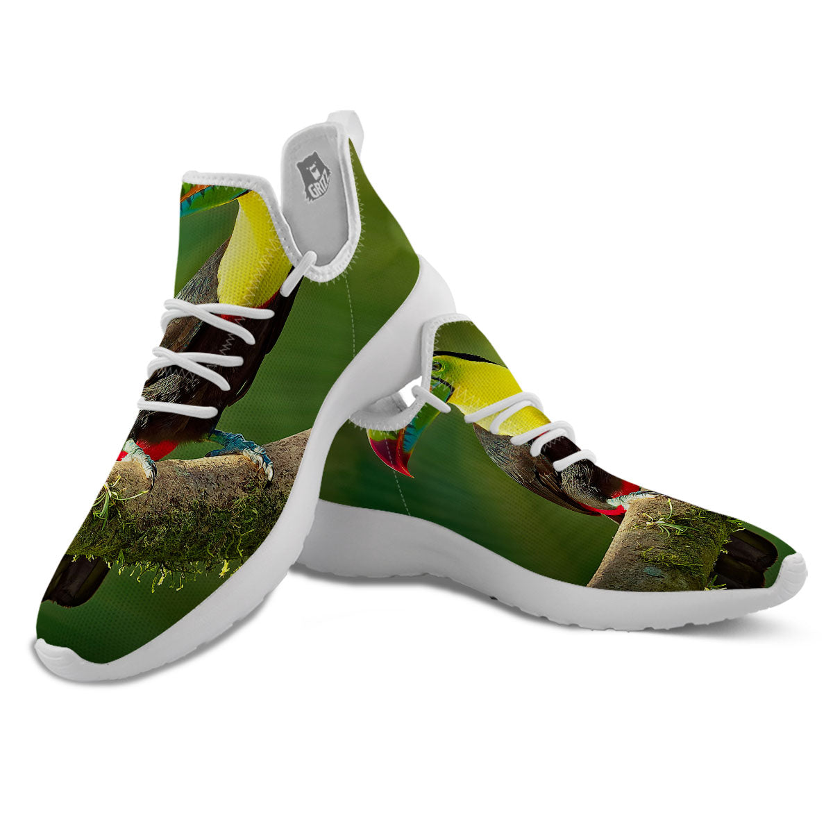 Toucan Tropical Toco Print White Athletic Shoes-grizzshop