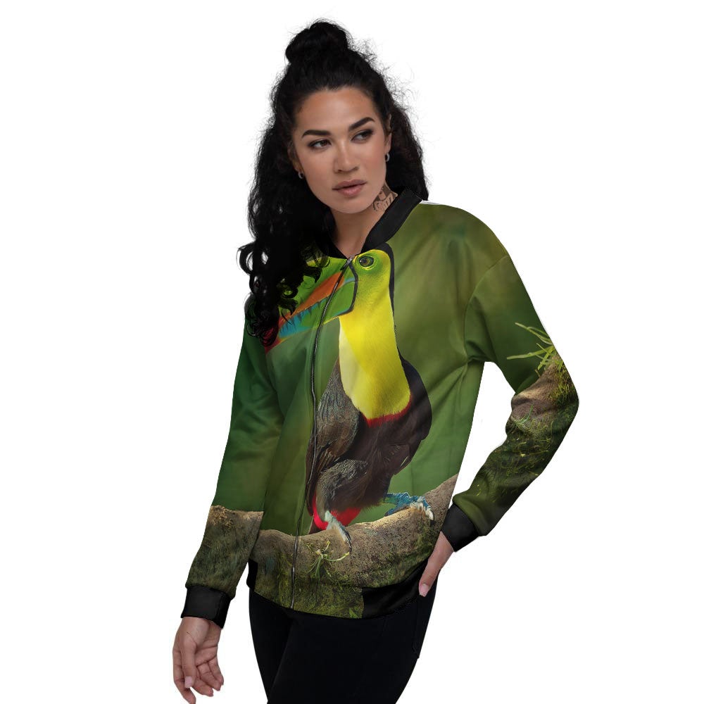 Toucan Tropical Toco Print Women's Bomber Jacket-grizzshop