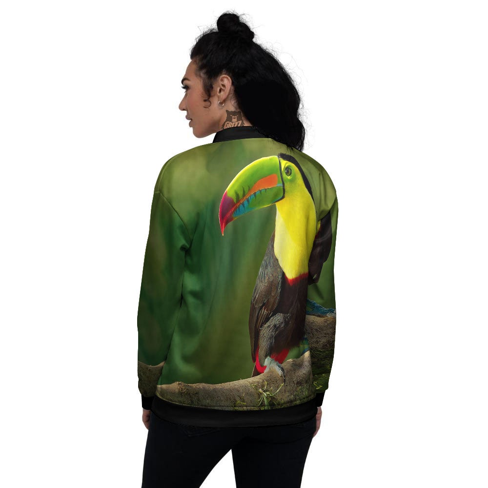 Toucan Tropical Toco Print Women's Bomber Jacket-grizzshop