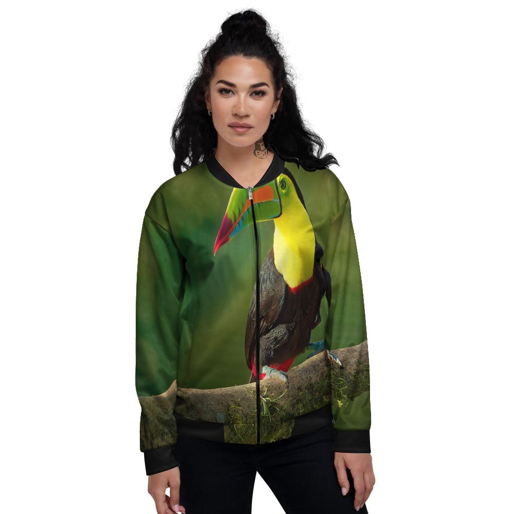 Toucan Tropical Toco Print Women's Bomber Jacket-grizzshop