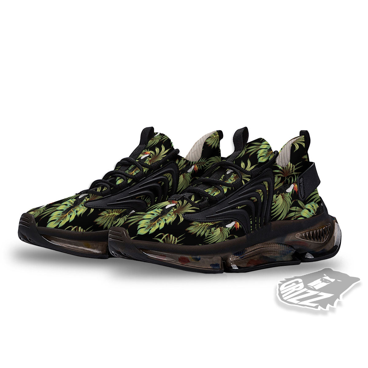 Toucan Vintage Print Pattern Black Gym Shoes-grizzshop