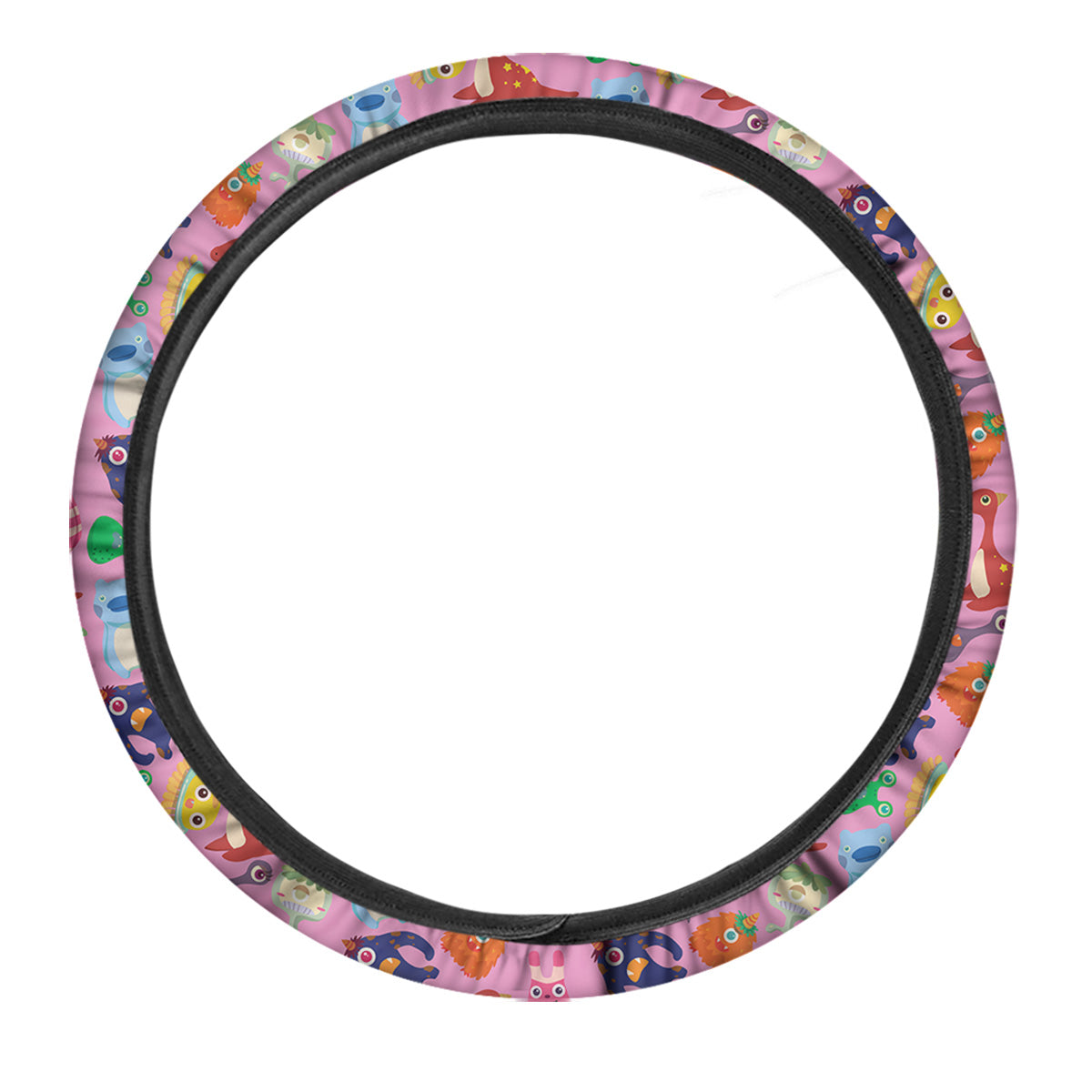 Toy Monster Cute Pink Print Pattern Car Steering Wheel Cover-grizzshop