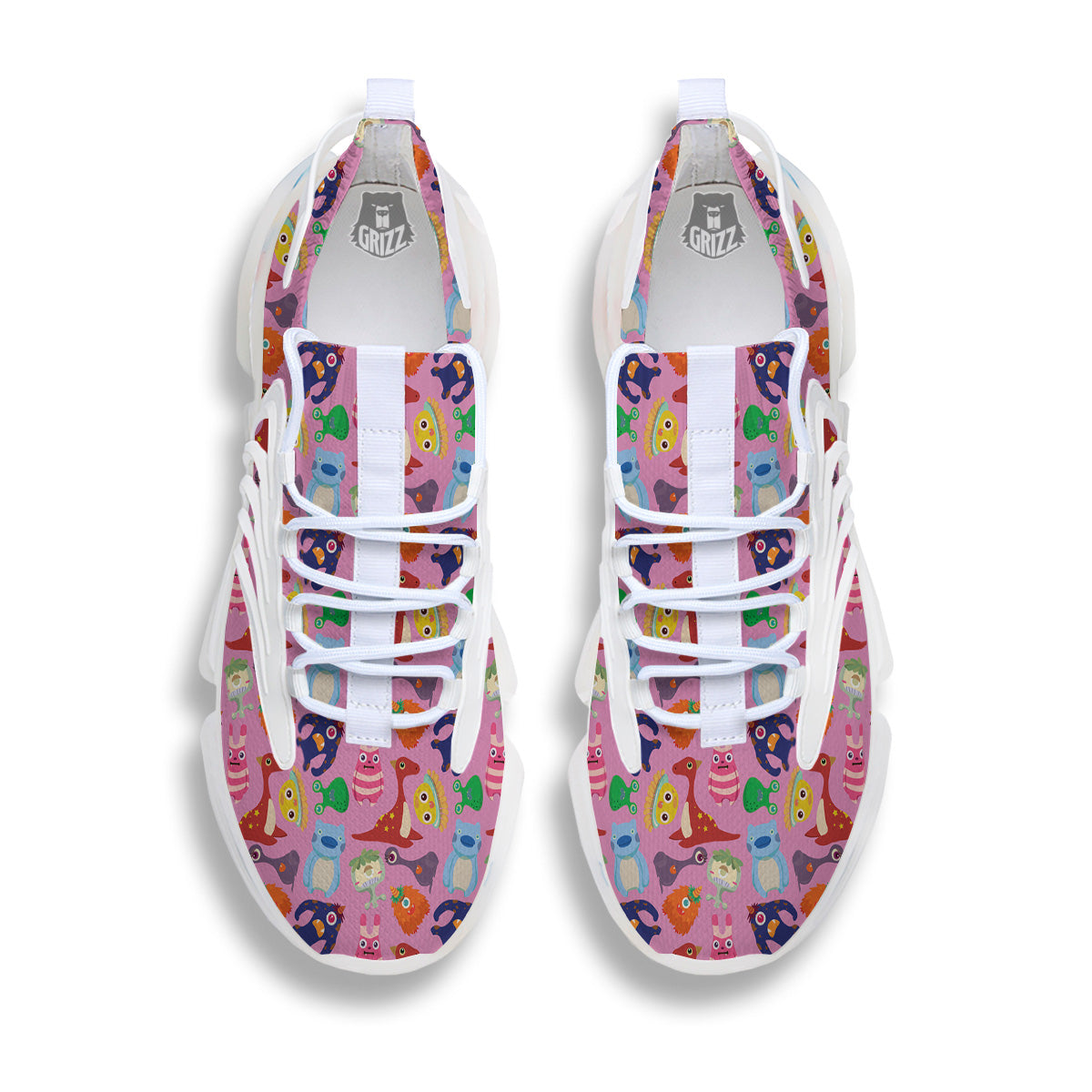 Toy Monster Cute Pink Print Pattern White Gym Shoes-grizzshop