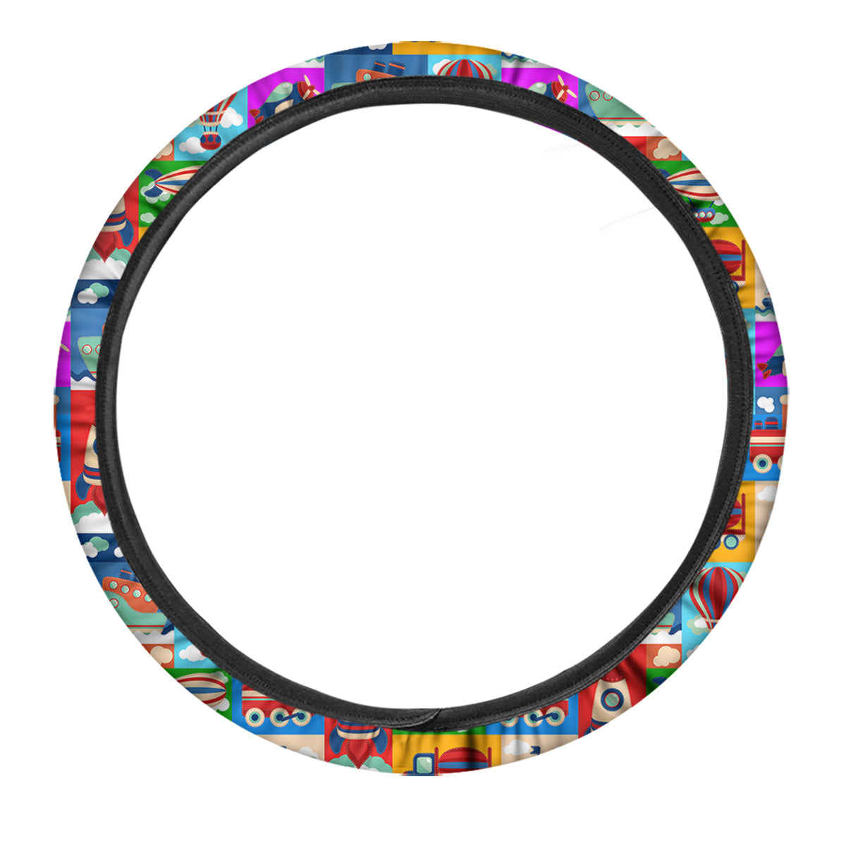 Toy Transport Cartoon Colorful Print Pattern Car Steering Wheel Cover-grizzshop