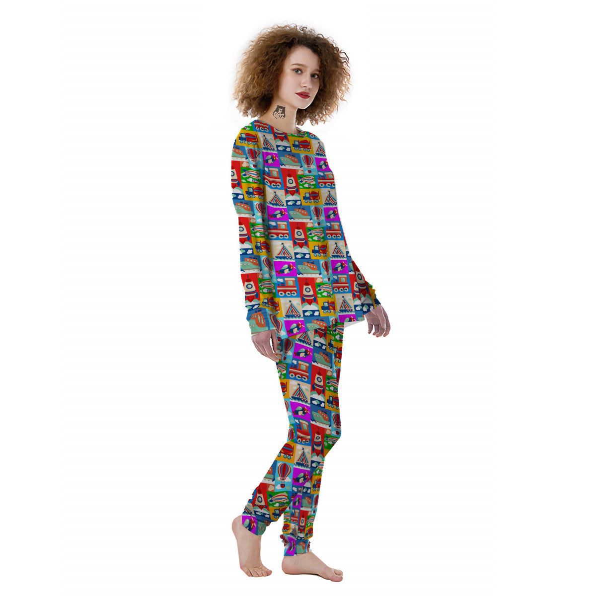 Toy Transport Cartoon Colorful Print Pattern Women's Pajamas-grizzshop
