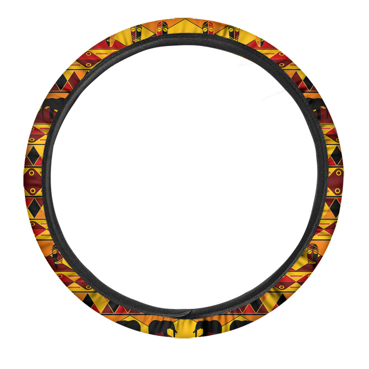 Traditional African Ethnic Print Pattern Car Steering Wheel Cover-grizzshop