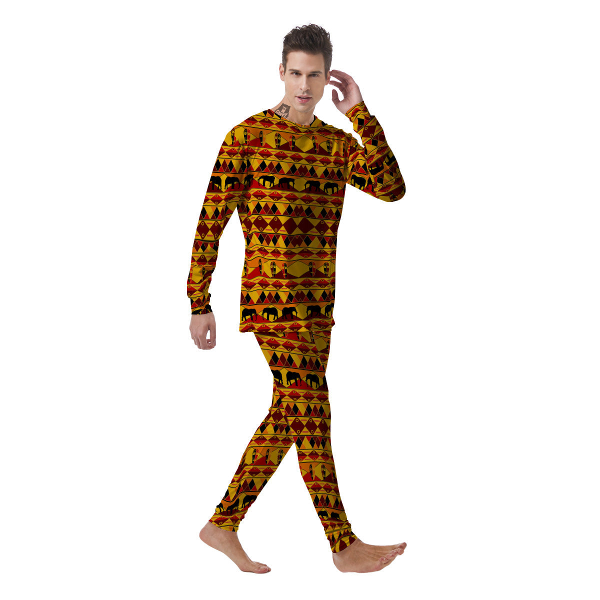 Traditional African Ethnic Print Pattern Men's Pajamas-grizzshop