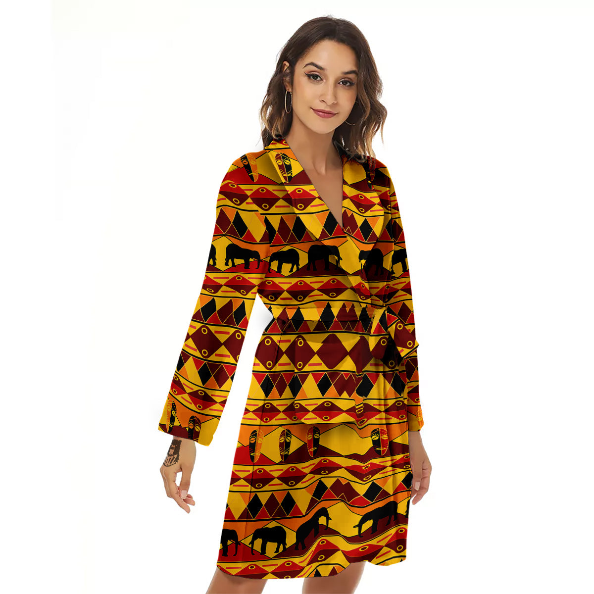 Traditional African Ethnic Print Pattern Women's Robe-grizzshop