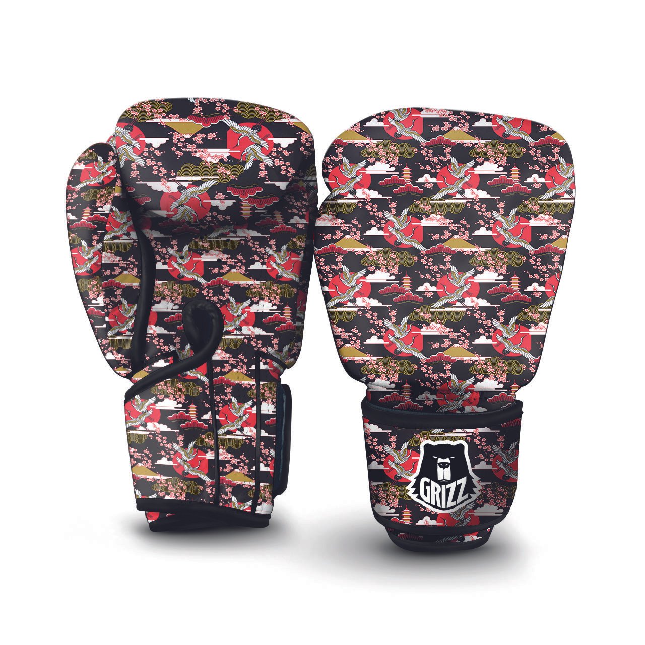 Traditional Japanese Print Pattern Boxing Gloves-grizzshop