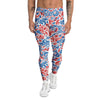 Traditional Khokhloma Red And Blue Print Pattern Men's Leggings-grizzshop