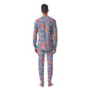 Traditional Khokhloma Red And Blue Print Pattern Men's Pajamas-grizzshop