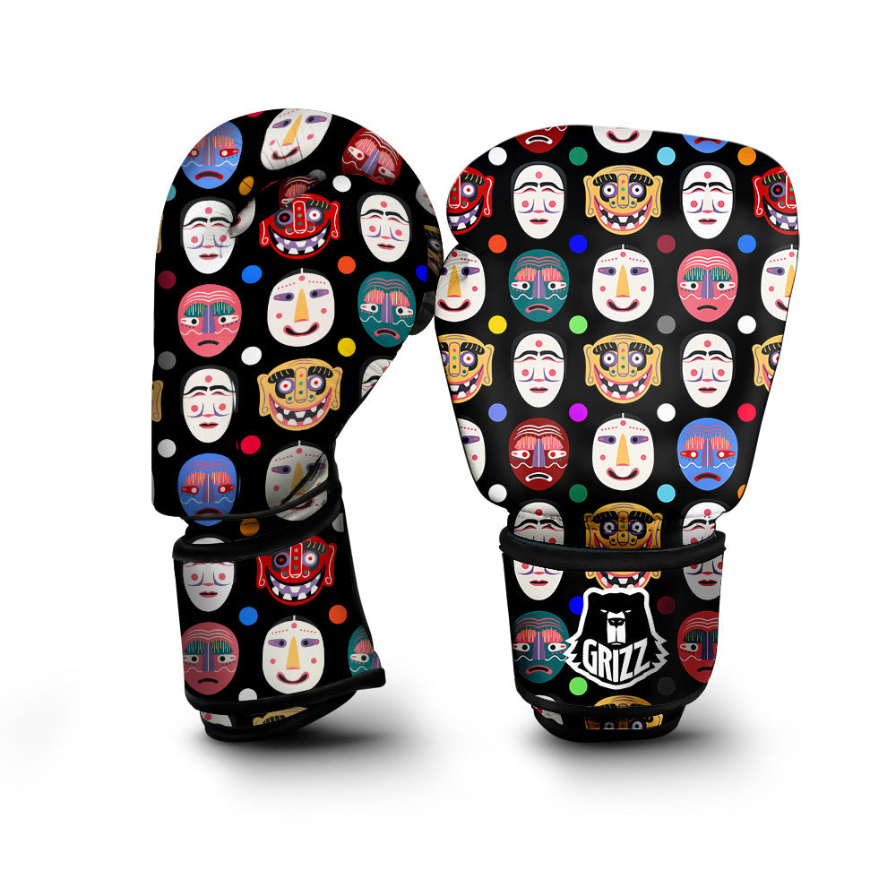Traditional Korean Masks Print Pattern Boxing Gloves-grizzshop