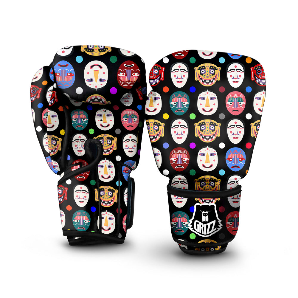 Traditional Korean Masks Print Pattern Boxing Gloves-grizzshop