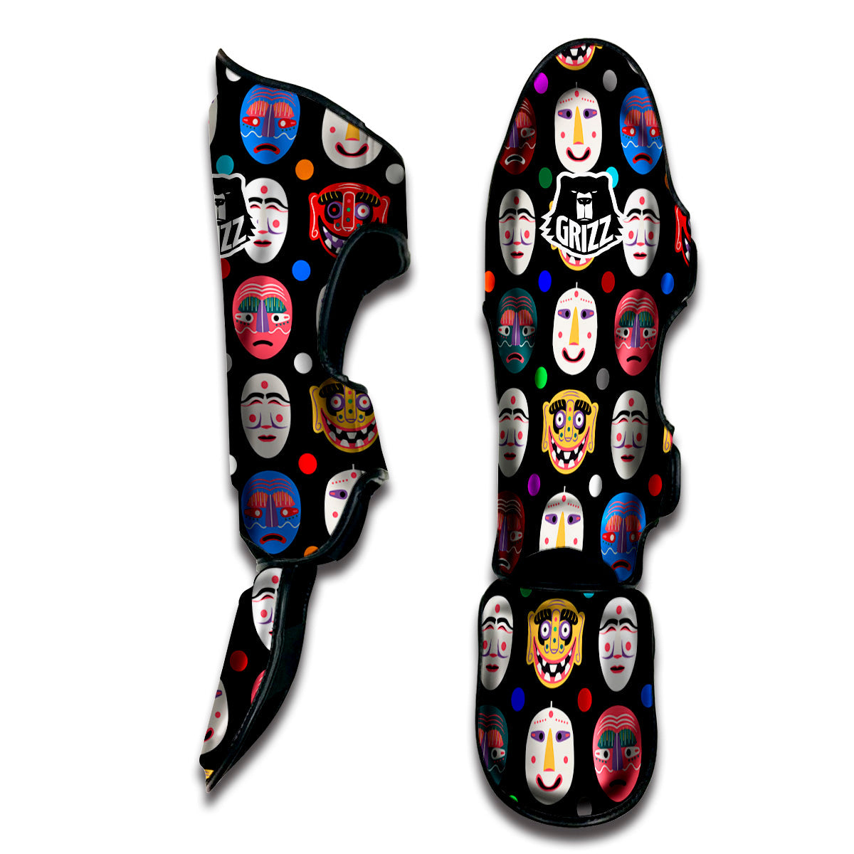 Traditional Korean Masks Print Pattern Muay Thai Shin Guards-grizzshop