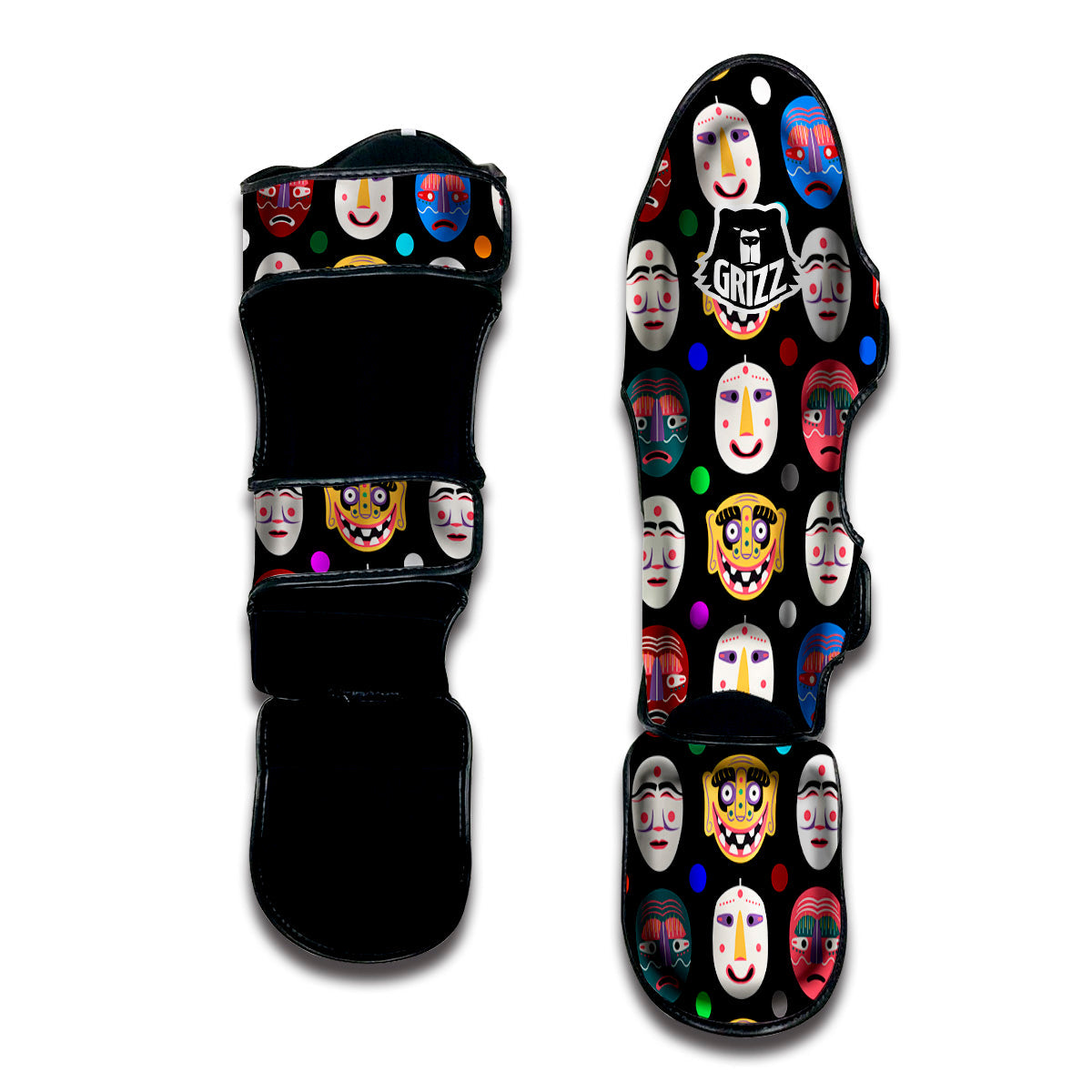 Traditional Korean Masks Print Pattern Muay Thai Shin Guards-grizzshop