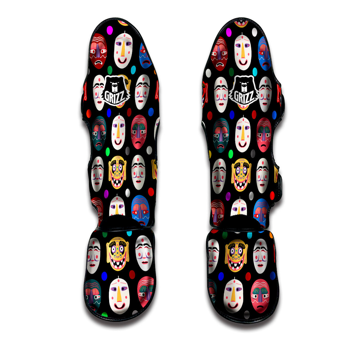 Traditional Korean Masks Print Pattern Muay Thai Shin Guards-grizzshop