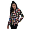 Traditional Korean Masks Print Pattern Women's Bomber Jacket-grizzshop