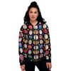 Traditional Korean Masks Print Pattern Women's Bomber Jacket-grizzshop