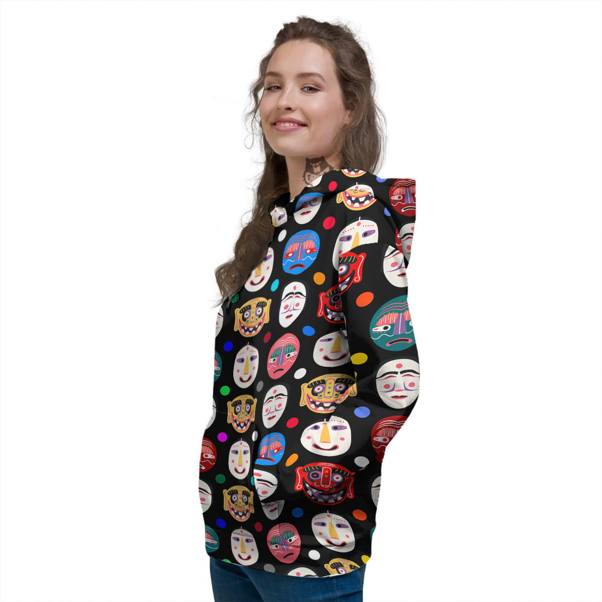 Traditional Korean Masks Print Pattern Women's Hoodie-grizzshop