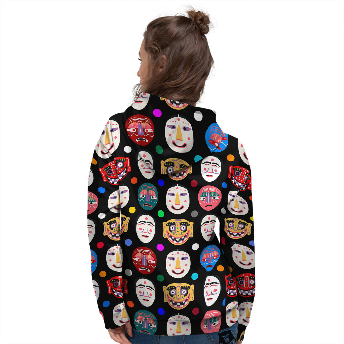 Traditional Korean Masks Print Pattern Women's Hoodie-grizzshop