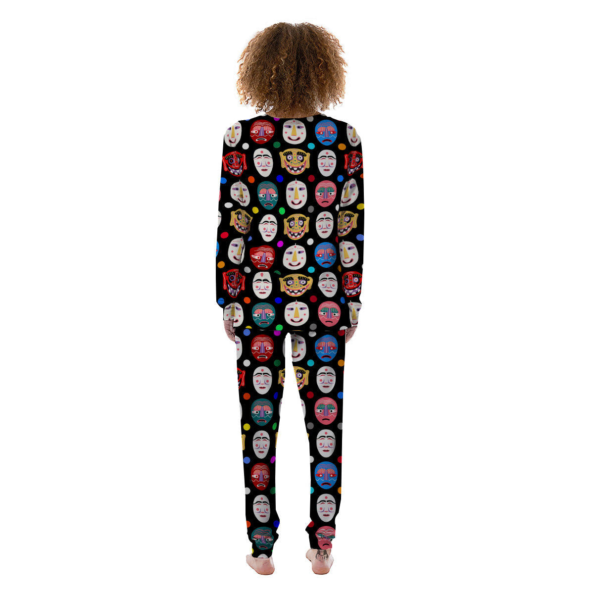 Traditional Korean Masks Print Pattern Women's Pajamas-grizzshop