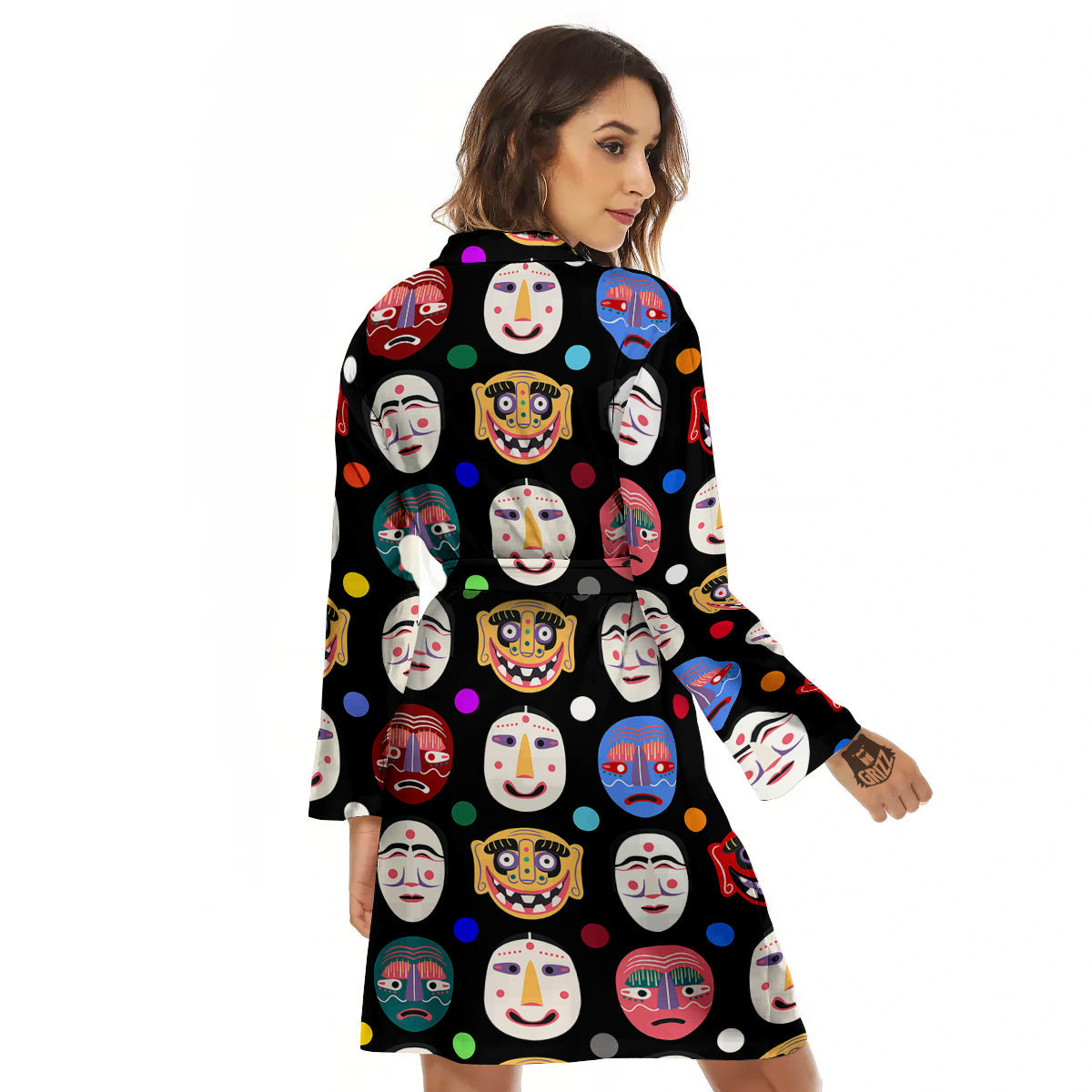Traditional Korean Masks Print Pattern Women's Robe-grizzshop