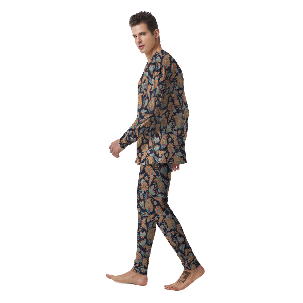 Traditional Oriental Paisley Print Pattern Men's Pajamas-grizzshop