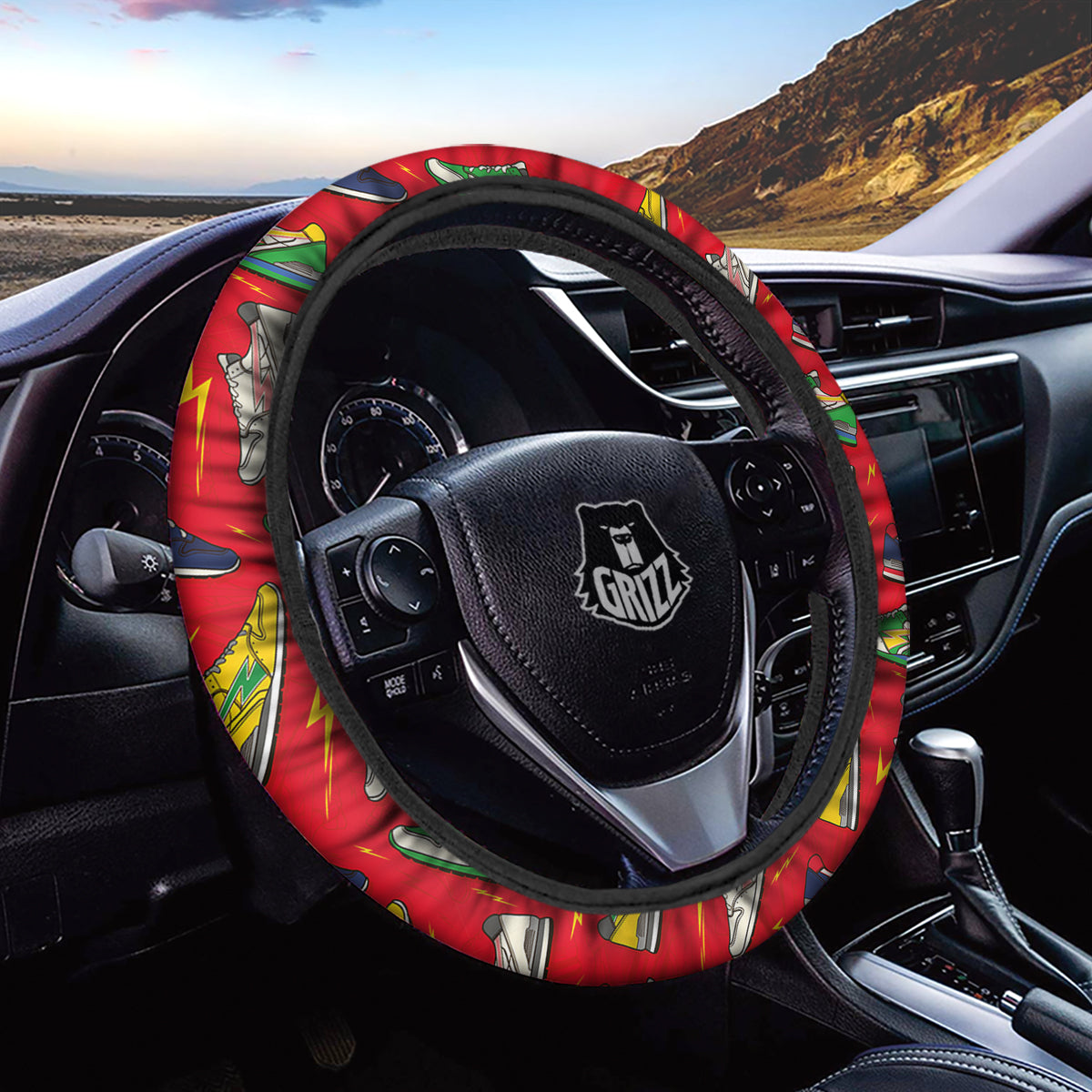 Trainer Sneakers Shoes Print Pattern Car Steering Wheel Cover-grizzshop