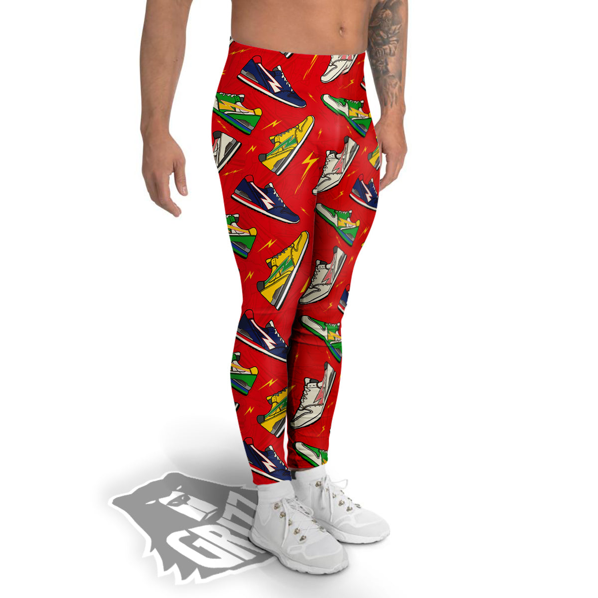 Trainer Sneakers Shoes Print Pattern Men's Leggings-grizzshop