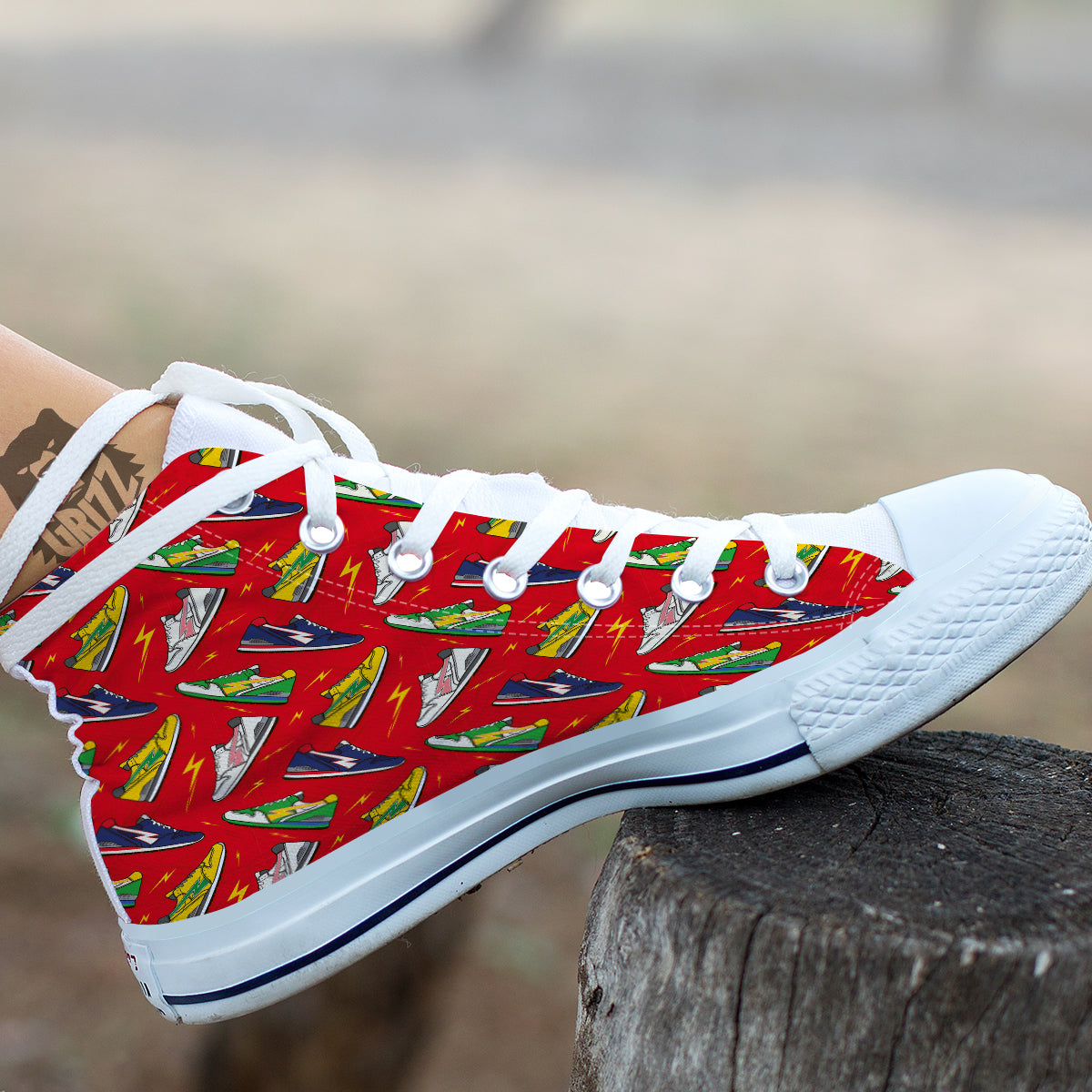 Trainer Sneakers Shoes Print Pattern White High Top Shoes-grizzshop