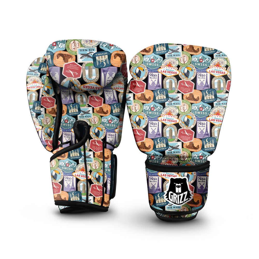 Travel Destinations Print Pattern Boxing Gloves-grizzshop
