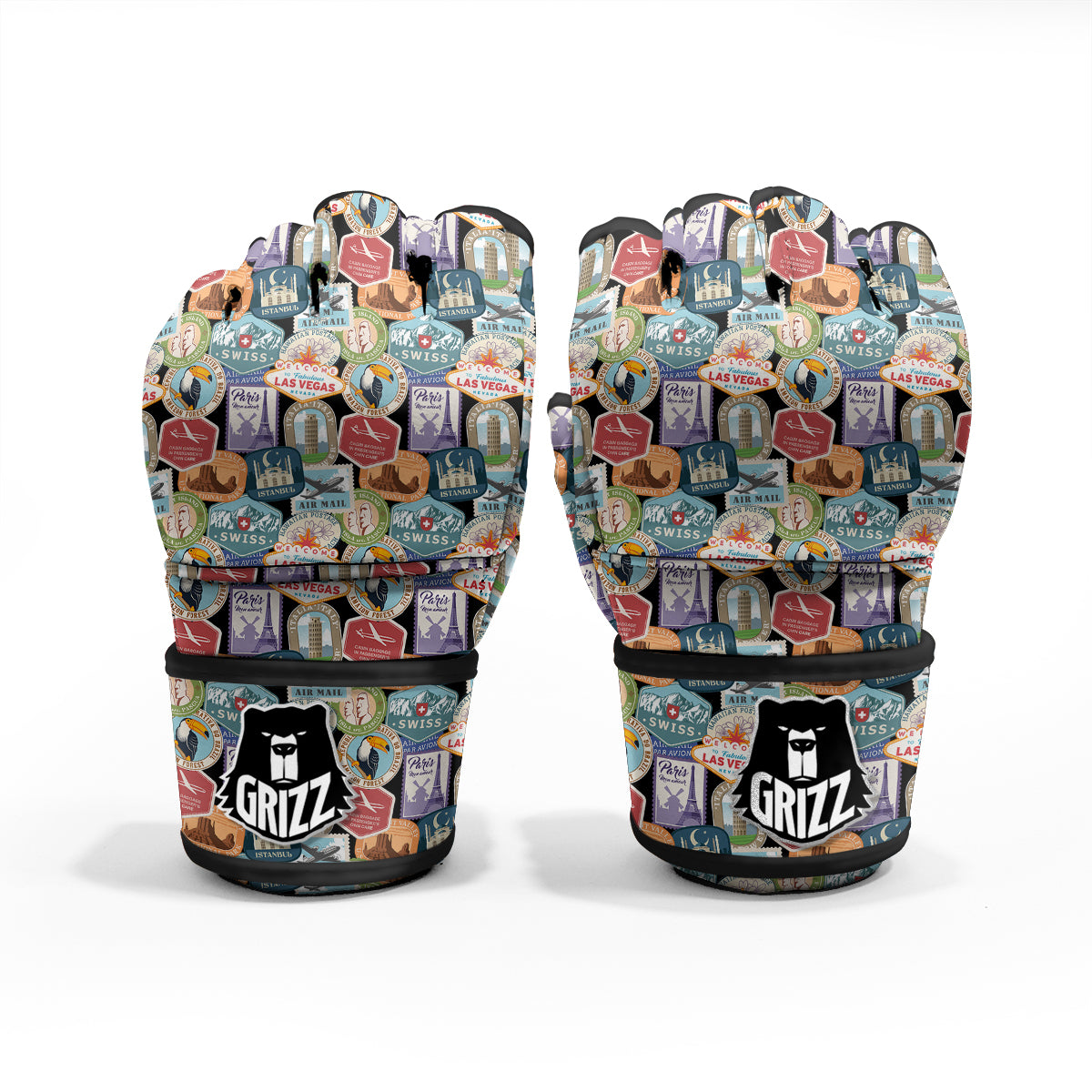 Travel Destinations Print Pattern MMA Gloves-grizzshop
