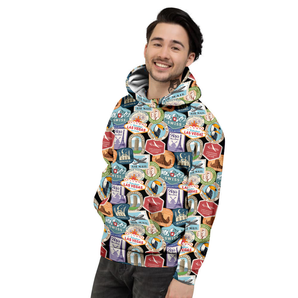 Travel Destinations Print Pattern Men's Hoodie-grizzshop