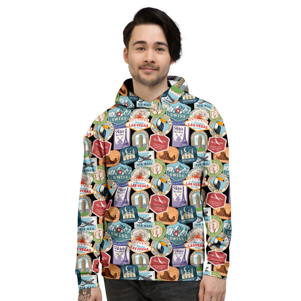 Travel Destinations Print Pattern Men's Hoodie-grizzshop