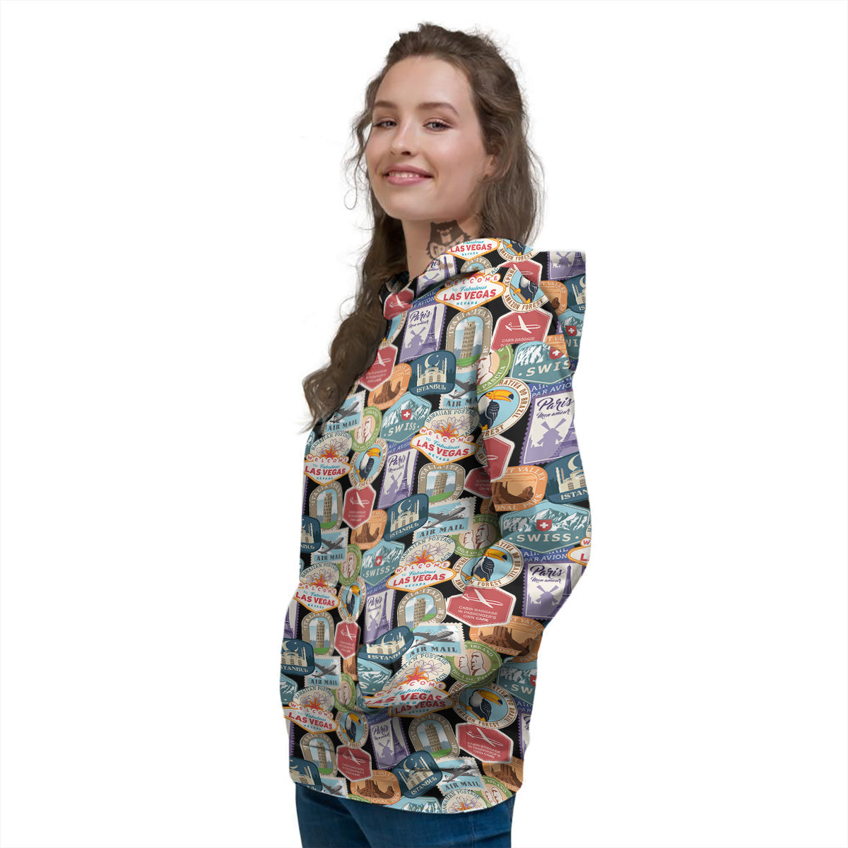 Travel Destinations Print Pattern Women's Hoodie-grizzshop