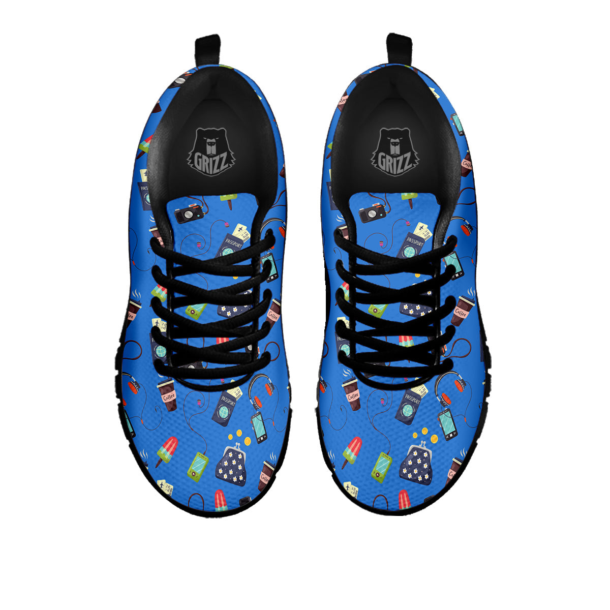 Travel Gear Vacation Print Pattern Black Sneaker-grizzshop