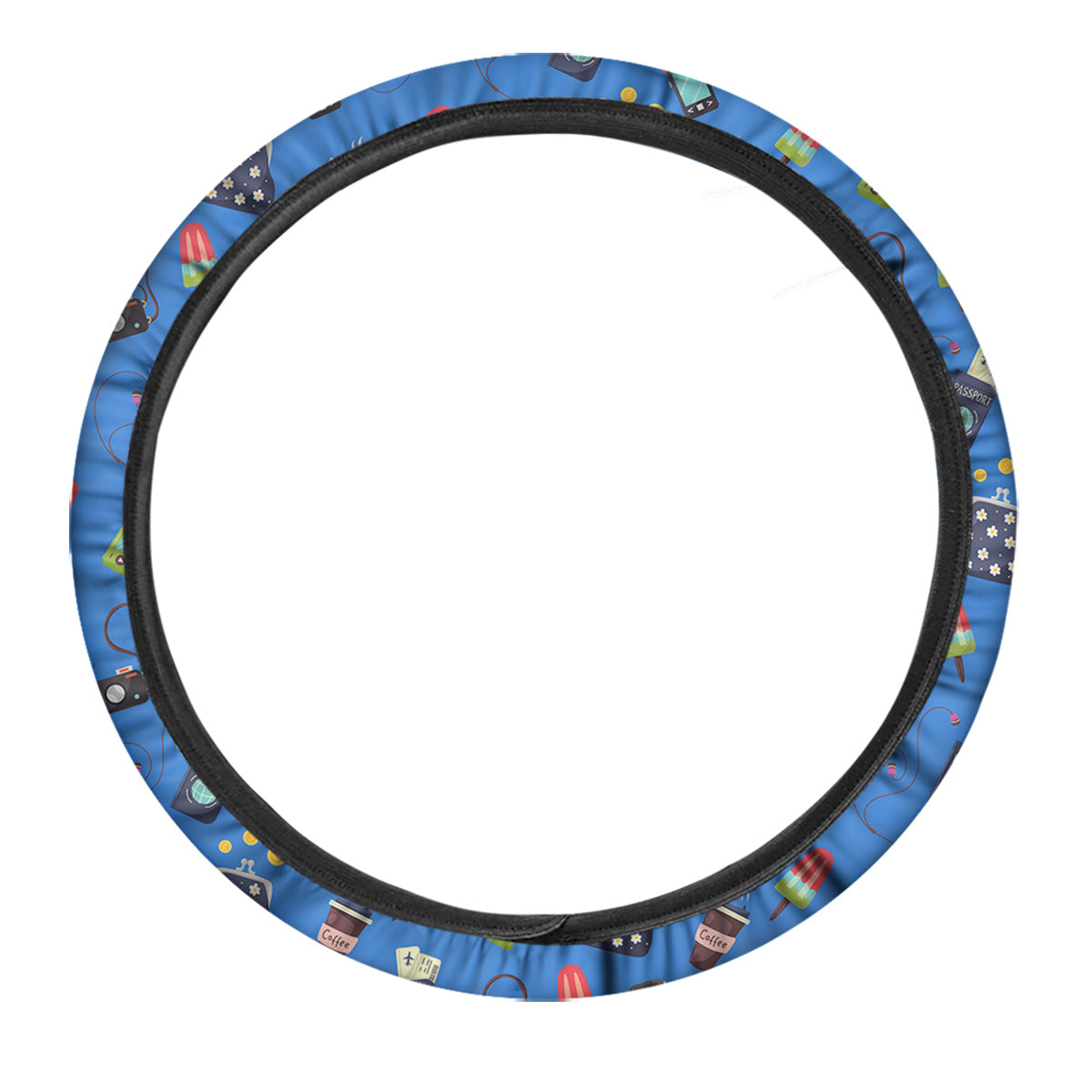 Travel Gear Vacation Print Pattern Car Steering Wheel Cover-grizzshop