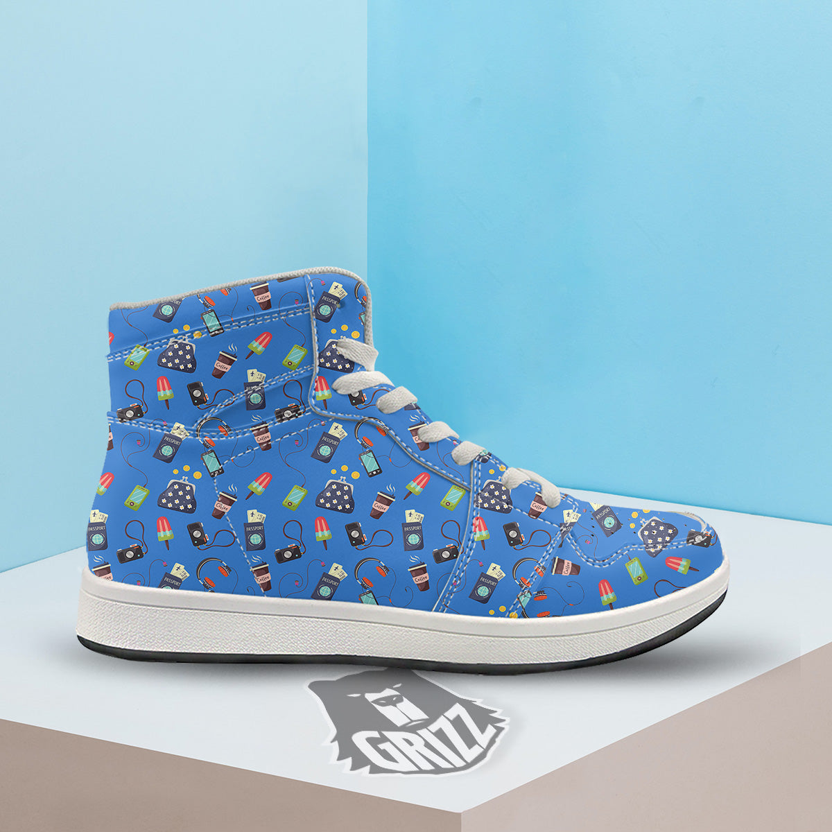 Travel Gear Vacation Print Pattern High Top Sneakers-grizzshop