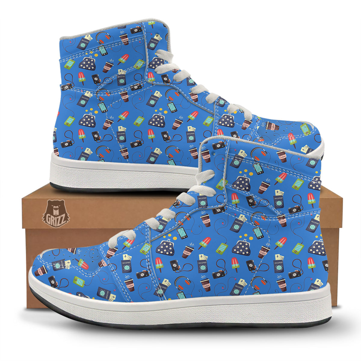 Travel Gear Vacation Print Pattern High Top Sneakers-grizzshop