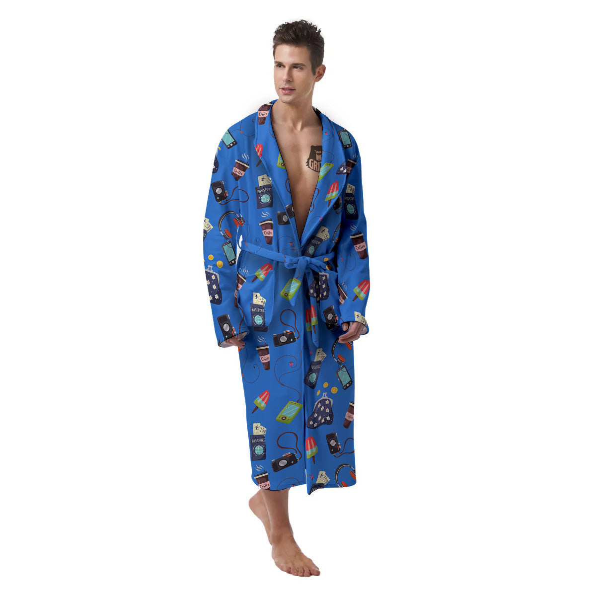 Travel Gear Vacation Print Pattern Men's Robe-grizzshop