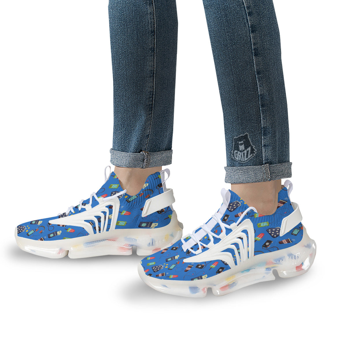 Travel Gear Vacation Print Pattern White Gym Shoes-grizzshop