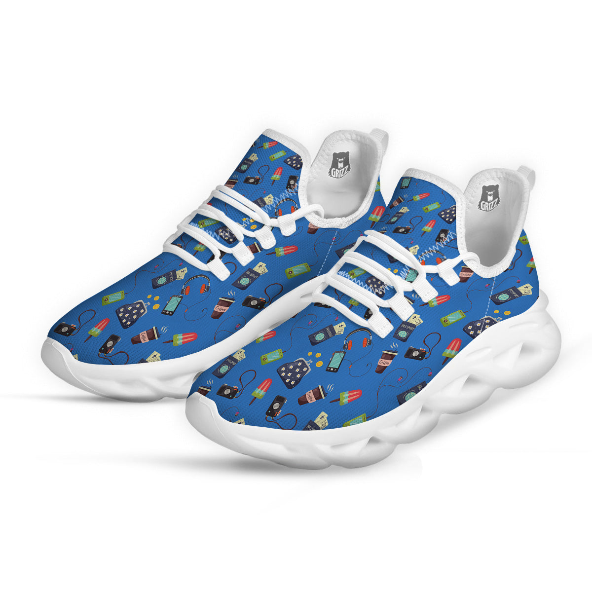 Travel Gear Vacation Print Pattern White Running Shoes-grizzshop