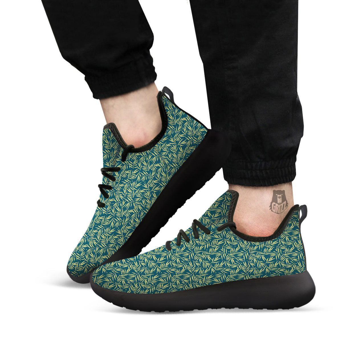 Tree Bamboo Green Print Pattern Black Athletic Shoes-grizzshop