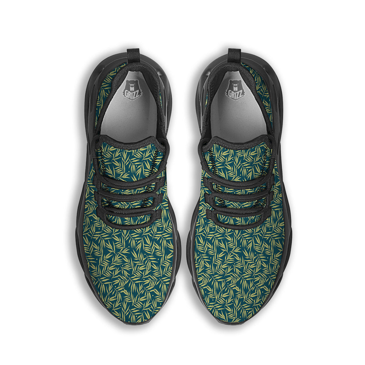 Tree Bamboo Green Print Pattern Black Running Shoes-grizzshop