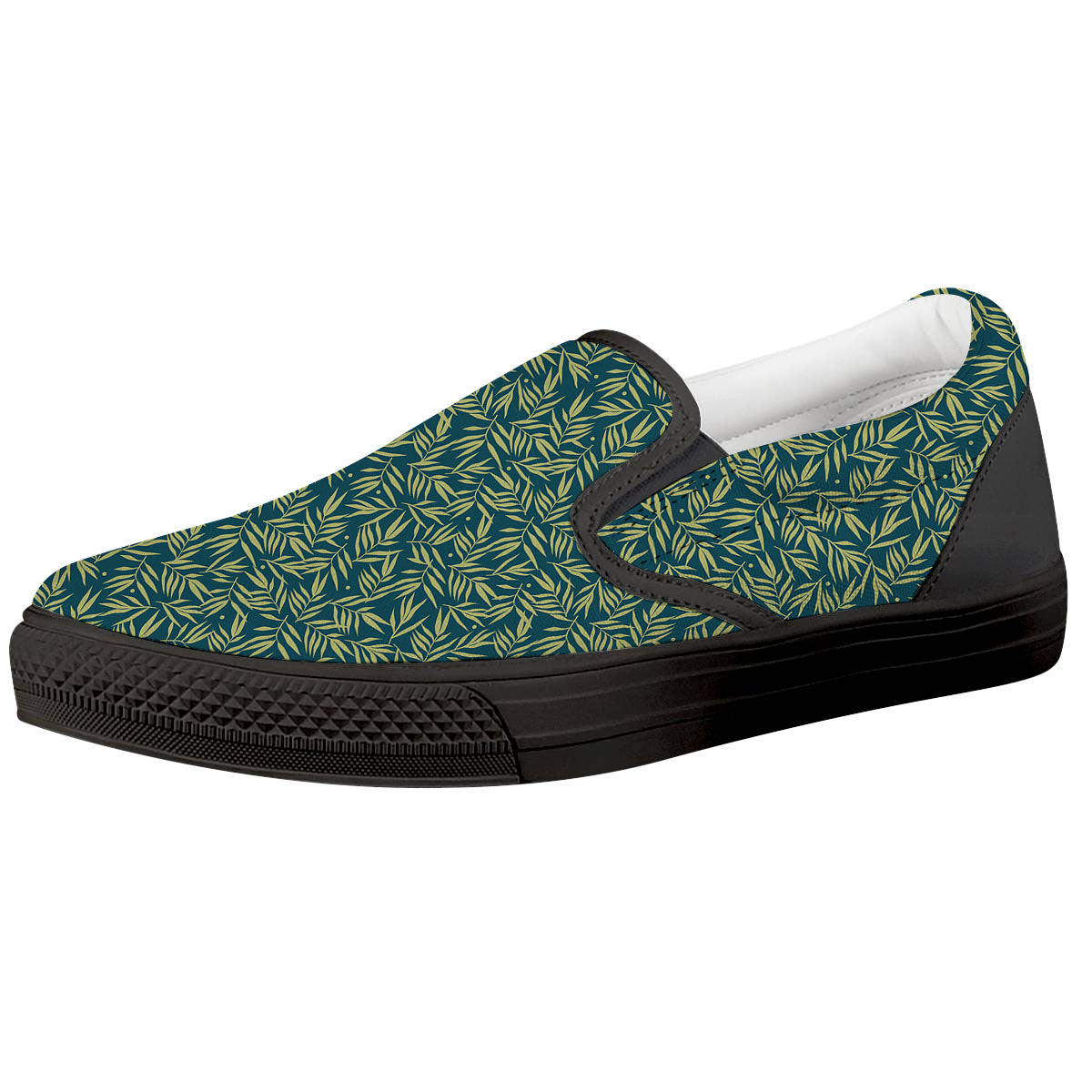 Tree Bamboo Green Print Pattern Black Slip On Shoes-grizzshop