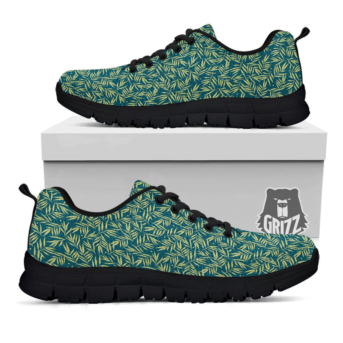 Tree Bamboo Green Print Pattern Black Sneaker-grizzshop