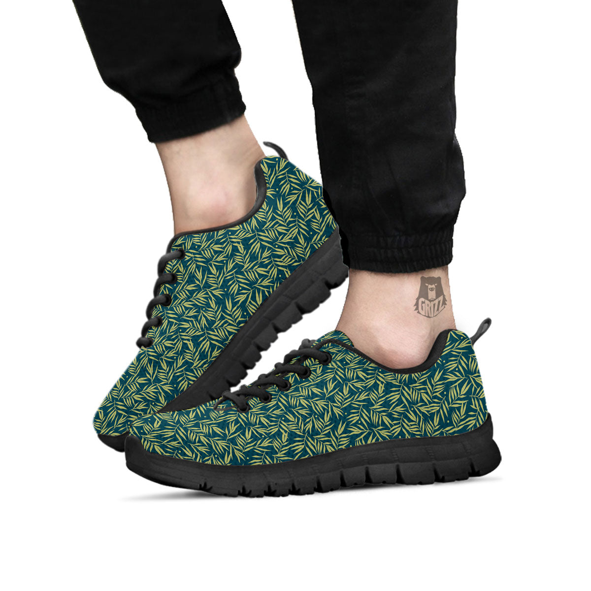 Tree Bamboo Green Print Pattern Black Sneaker-grizzshop