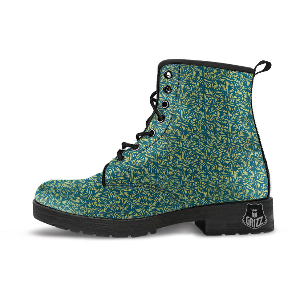 Tree Bamboo Green Print Pattern Leather Boots-grizzshop